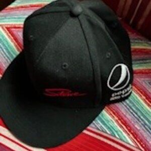 Black Trucker Hat, fits Women and Men, OS, Cotton canvas, red and white logos